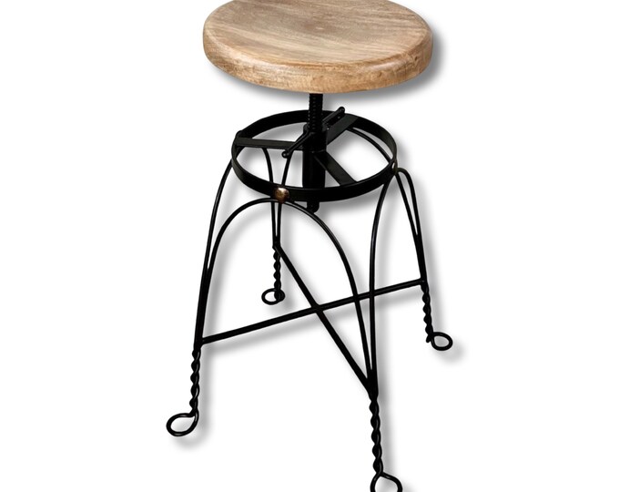 Maxlume ~ Industrial Solid Bar Stool Leather Base | Vintage Style | Cast Metal | Floor Standing