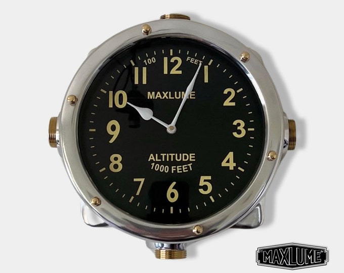 Maxlume ~ Aviation Solid Cast Flight Clock Altitude Industrial US Yacht Master