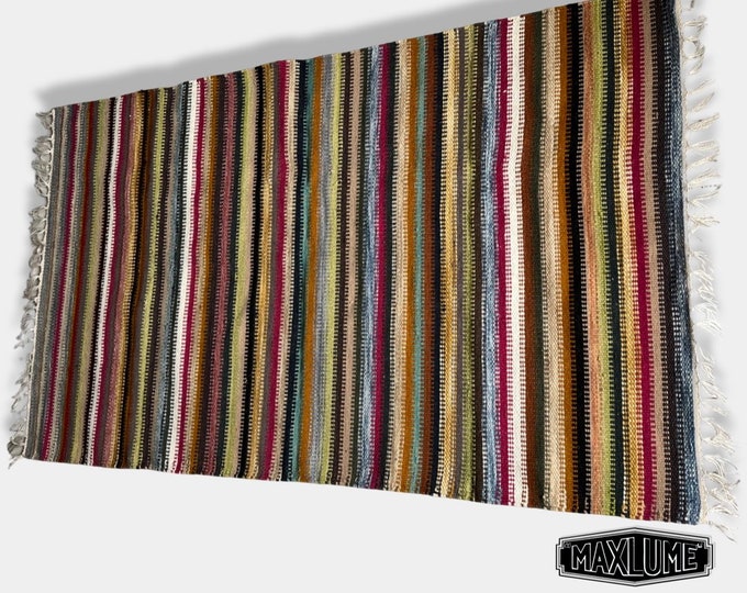 Hand Knotted Reversible Flat Weave Pure Wool Colourful Kilim Woollen Rug 3ft x 5ft