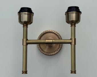 Felbrigg ~ Double Antique Brass Wall Sconce Industrial Vintage Light