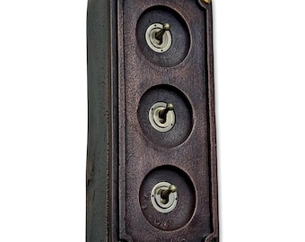 3 Gang Solid Cast Antique Copper Metal Conduit Light Switch Industrial 2 Way - BS EN Approved Vintage Crabtree 1950’s Style