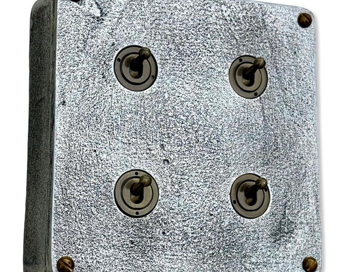 4 Gang 2 Way Solid Cast Metal Conduit Light Switch Industrial - Vintage Crabtree Style