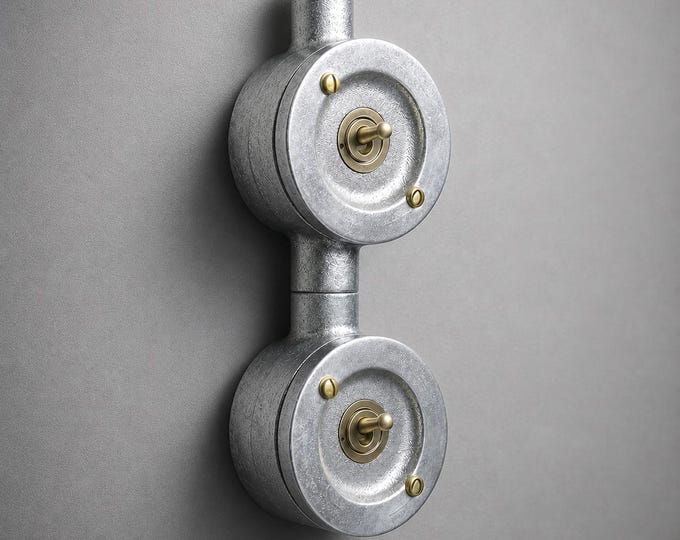 Double Gang Solid Cast Conduit Light Switch | 2 Way Industrial Vintage Style