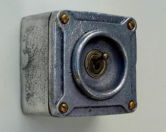 Single Gang Solid Metal Conduit Toggle Light Switch - Industrial Vintage Crabtree