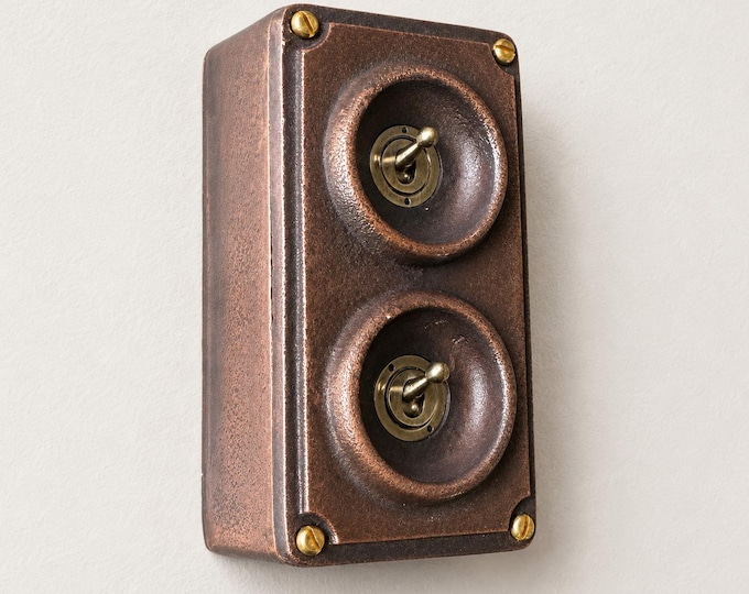 Double 2 Gang Antique Copper Metal Surface Mounting Conduit Light Switch