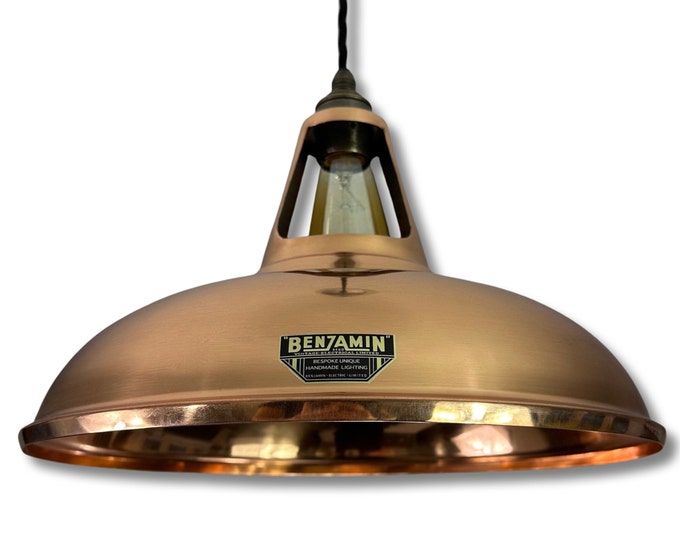 Cawston XL - Genuine Solid Copper Slotted Lampshade Pendant Set Light - 14 Inch