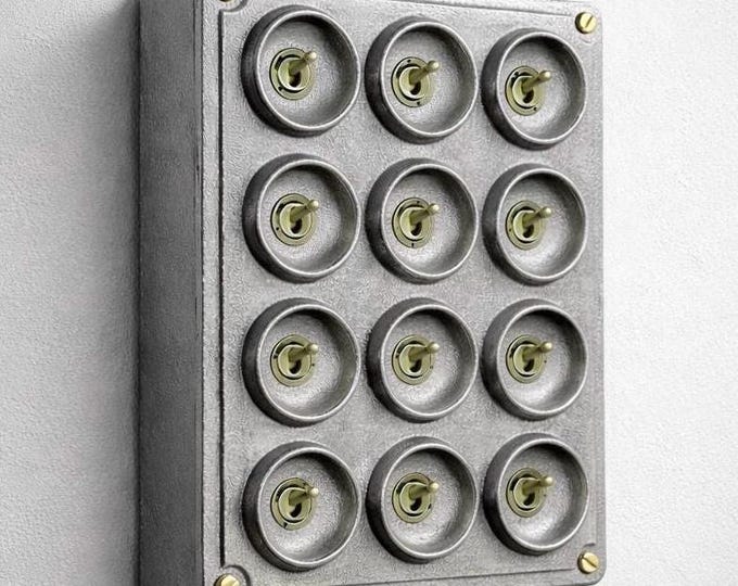 12 Gang 2 Way Cast Aluminium Industrial Toggle Switch Light Panel