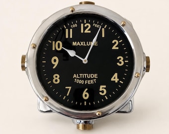 Aviation Solid Cast Flight Clock Altitude Industrial US Yacht Master