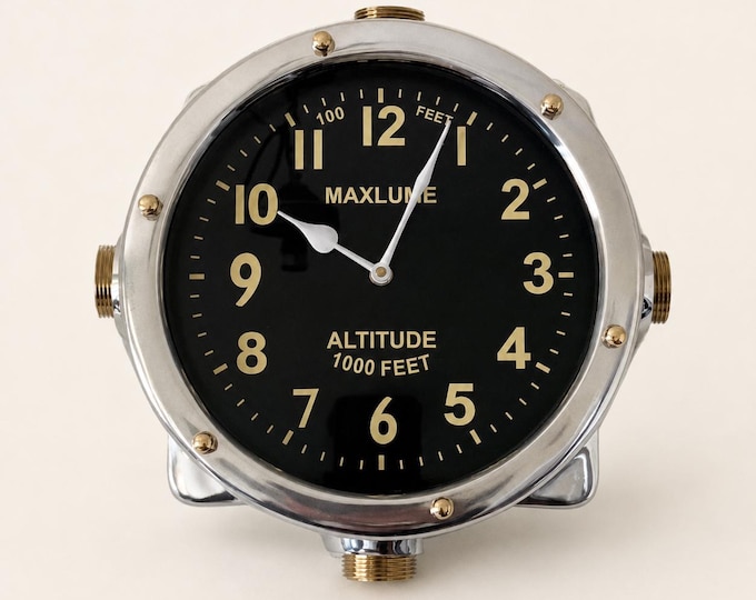 Aviation Solid Cast Flight Clock Altitude Industrial US Yacht Master