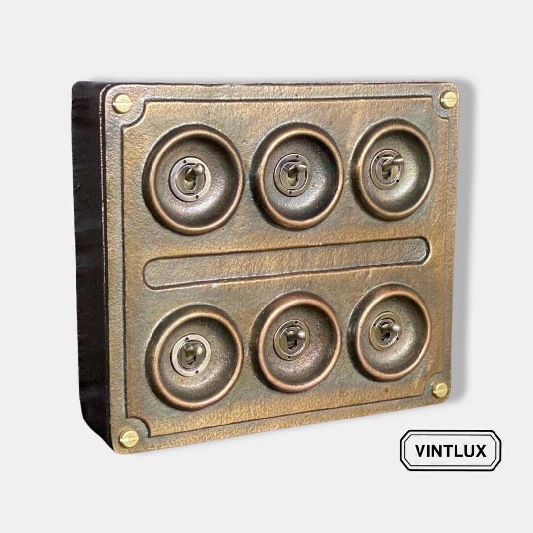 6 Gang 2 Way Bronze Solid Cast Metal Conduit Light Switch Industrial