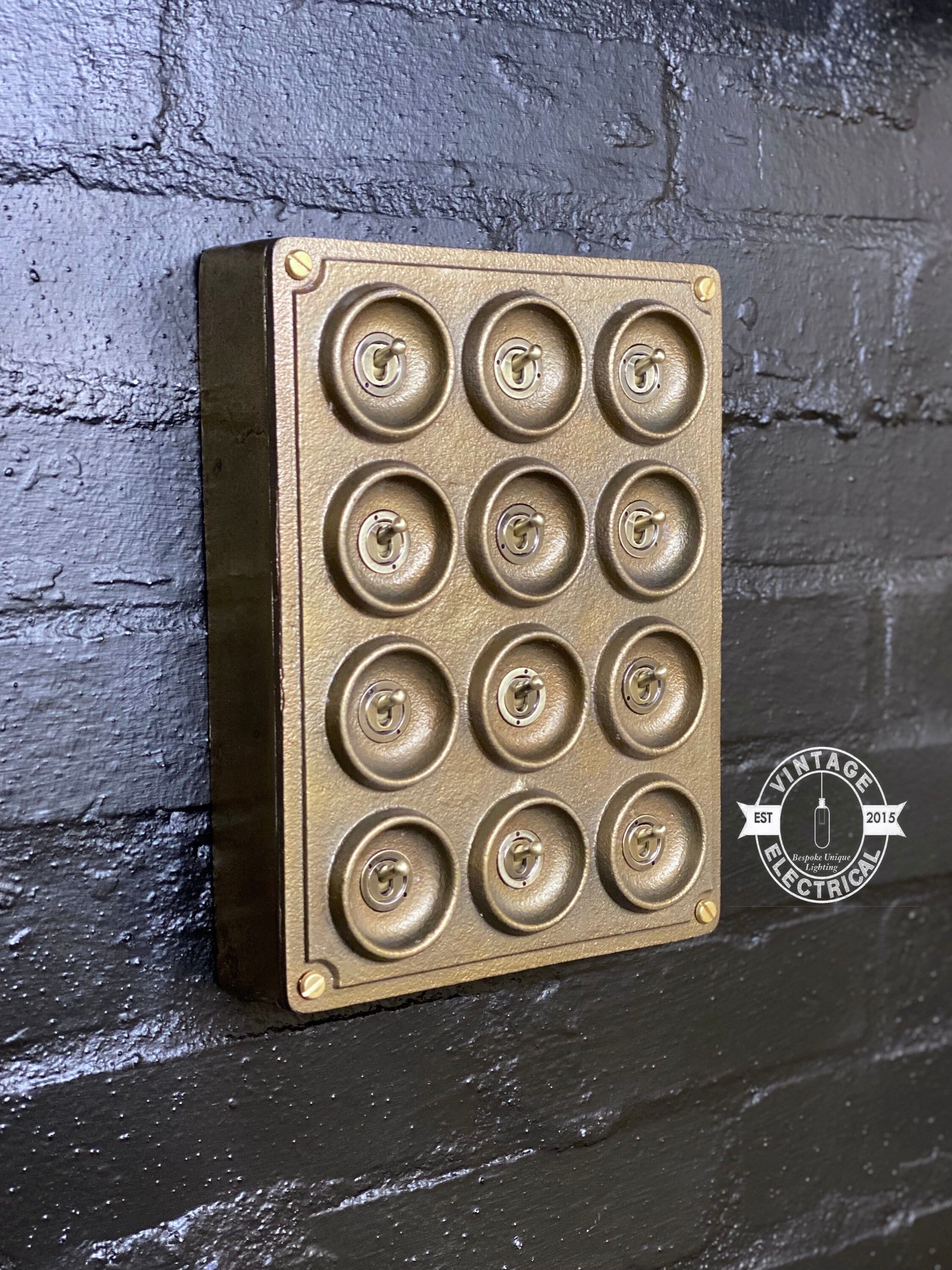 12 Gang 2 Way Bronze Solid Cast Metal Conduit Light Switch Industrial