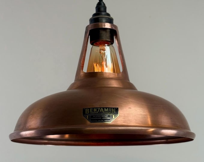 Cawston - Antique Copper Slotted Lampshade Pendant Ceiling Light - 11 Inch