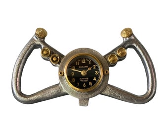 Cockpit Pilots Yoke Aviator Solid Brass Ships Clock Compass Nautical Vintage Industrial Pilot Decor
