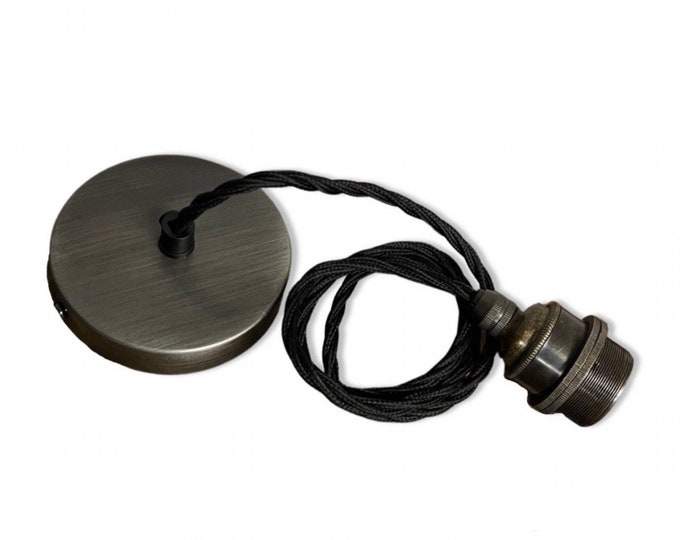 Solid Pewter Steal ~ Single Drop Pendant Set E27 | Ceiling Dining Room Light | Kitchen Table Hanging Light