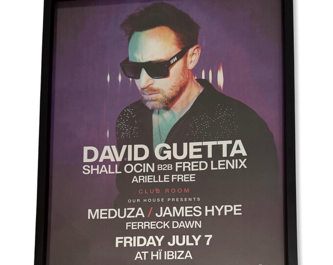 Hï Ibiza ~ David Guetta Genuine Official Framed Dj Artwork Travel Poster | Luxury Black Frame