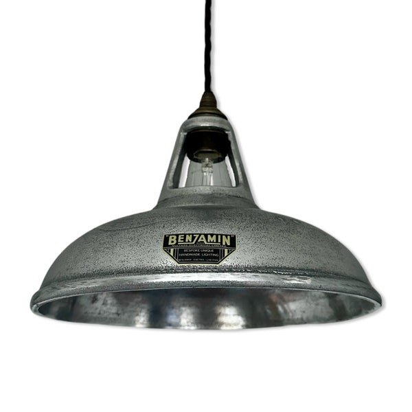 Cawston ~ Cast Pewter Grey Solid Shade 1932 Design Pendant Set Light | Ceiling Dining Room | Kitchen Table | Vintage Filament Bulb