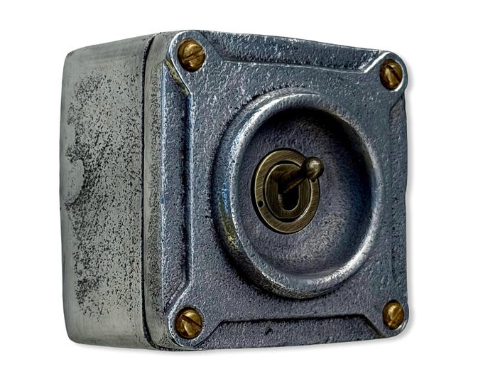 Single Gang Solid Metal Conduit Toggle Light Switch - Industrial Vintage Crabtree