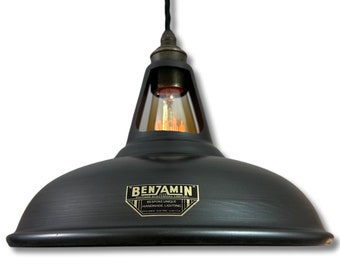 Cawston - Pewter Grey Slotted Lampshade Pendant Set Light - 11 Inch