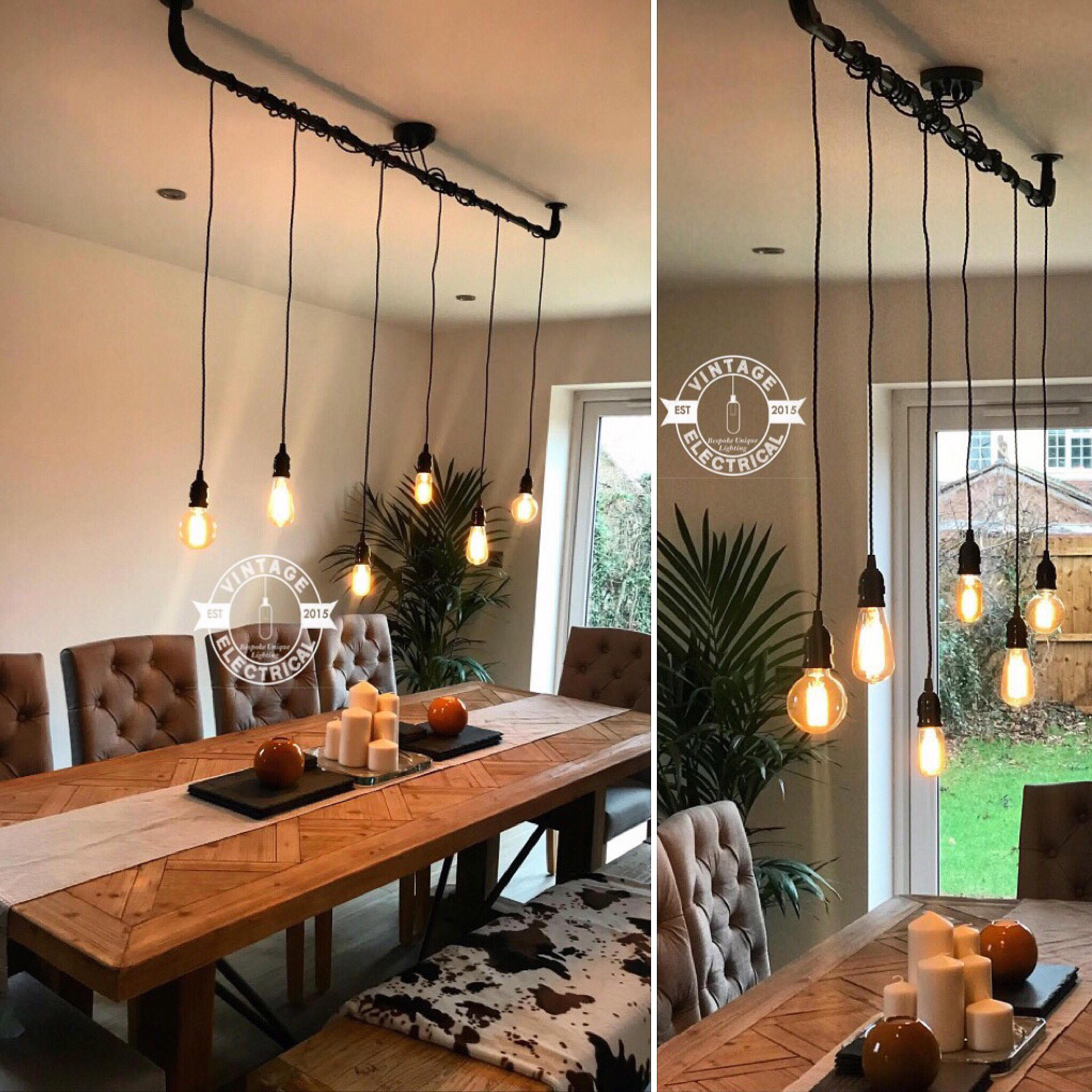 The Burnham 6 X Pendant Drop Light Hanging Lights Ceiling Dining The Burnham 6 X Pendant Drop Light Hanging Lights Ceiling Dining Room Retro Kitchen Table E27 Vintage Edison Filament
