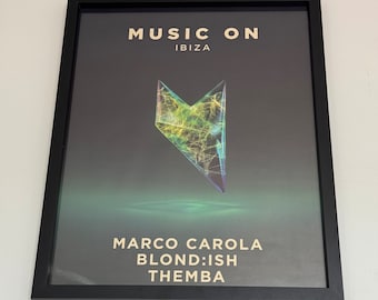 Music On ~ Marco Carola Genuine Official Pacha Ibiza Framed Dj Artwork Travel Poster | Luxury Black Frame