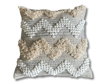 Luxury Plaited Chevron Cushion | Woven Pillow Cover | Plait Detail | Braided Pillow | 20x20 With Wool Boho Filling | by Maxlume