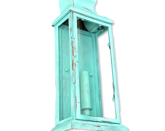 Reedham ~ Verdigris Flush Lantern Wall Sconce Light