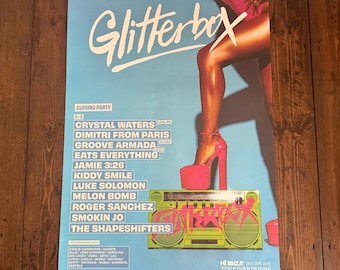 Rare Glitterbox Closing Party ~ Genuine Hi Ibiza Framed Dj Artwork | Luxury Black Frame