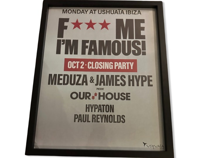 Ushuaia ~ Genuine Official Ibiza Framed Dj Artwork Travel Poster | Luxury Black Frame