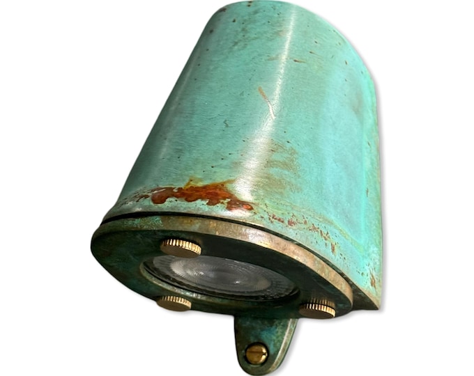 Holt ~ Solid Brass Verdigris Outdoor & Bathroom Mast Down Wall Light LED | 5 Inch