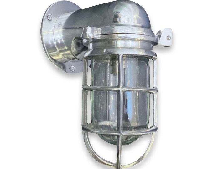 Happisburgh ~ Bulkhead Outdoor & Bathroom Wall Light | Solid Polished Aluminium | 10 Inch