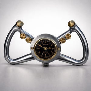 Cockpit Pilots Yoke Aviator Solid Brass Ships Clock Compass Nautical Vintage Industrial Pilot Decor