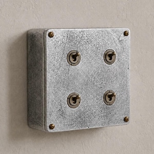 4 Gang 2 Way Solid Cast Metal Conduit Light Switch | Vintage Industrial Style