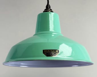 Filby ~ Fresh Teal Green RLM Reflector Lampshade Pendant Set Light ~ 12.5 Inch
