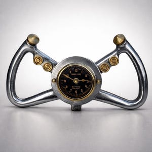 Cockpit Pilots Yoke Aviator Solid Brass Ships Clock Compass Vintage Industrial Pilot Decor