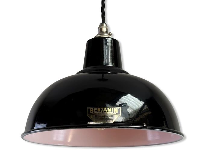 Salthouse ~ Midnight Black Dome Lampshade Pendant Set Light ~ 10 Inch