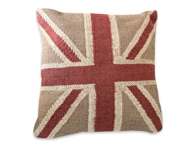 Maxlume ~ Hand Crafted Union Jack Flag Large 18” Cushion | Great Britain | Vintage Style | Man Cave Pillow