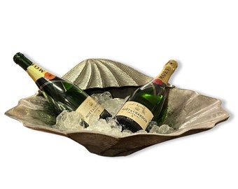 Clam Shell XXL ~ Solid Champagne Ice Bucket ~ Wine Cooler ~ Fruit Bowl