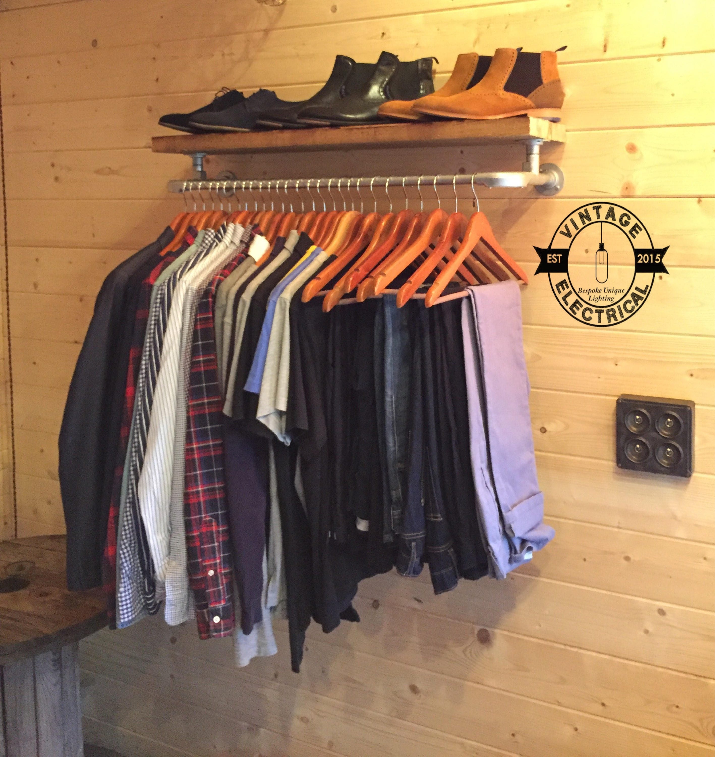 vintage style clothes rail uk, the cranworth industrial clothes rail with vintage style shelf solid, Design ideen