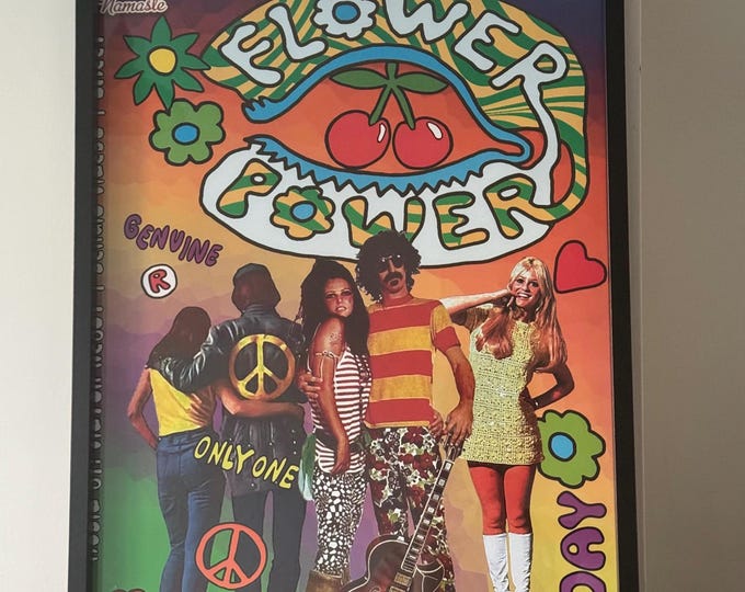 Flower Power ~ Genuine Pacha Ibiza Framed Dj Artwork | Luxury Black Frame