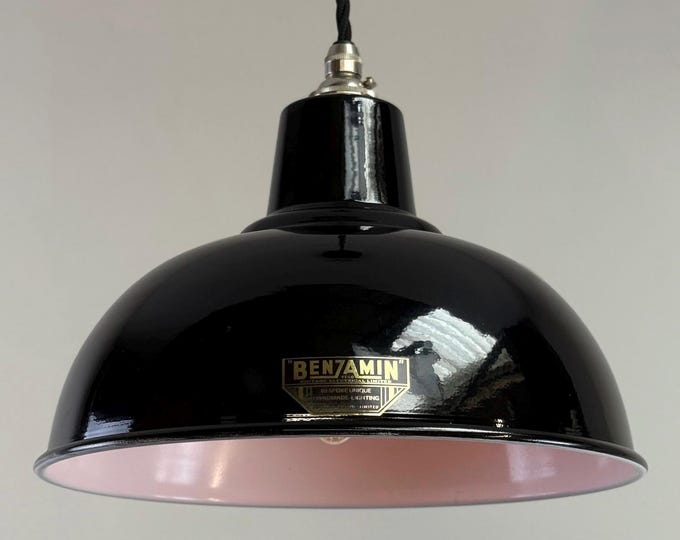 Salthouse ~ Midnight Black Dome Lampshade Pendant Set Light ~ 10 Inch
