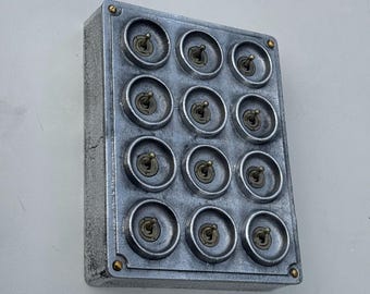 12 Gang 2 Way Cast Aluminium Industrial Toggle Switch Light Panel