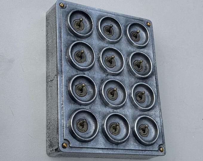 12 Gang 2 Way Cast Aluminium Industrial Toggle Switch Light Panel