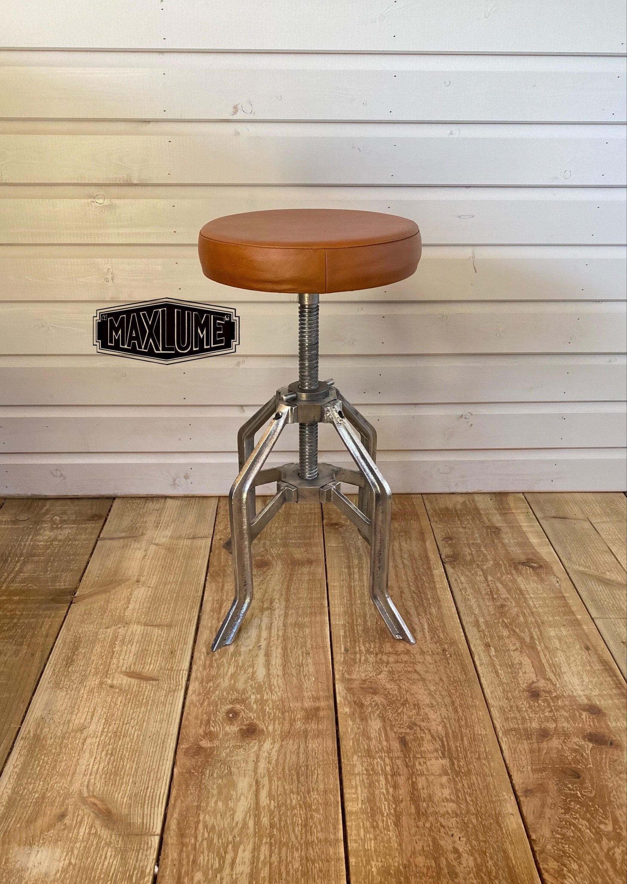 Maxlume Industrial Leather Bar Stool Vintage Style Solid Etsy UK