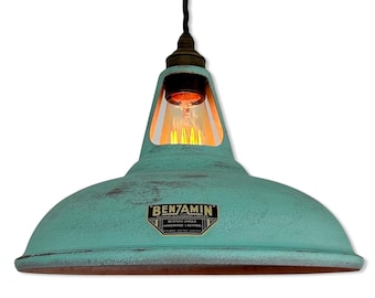 Cawston - Copper Verdigris Patina Finish Slotted Lampshade Pendant Ceiling Light - 11 Inch
