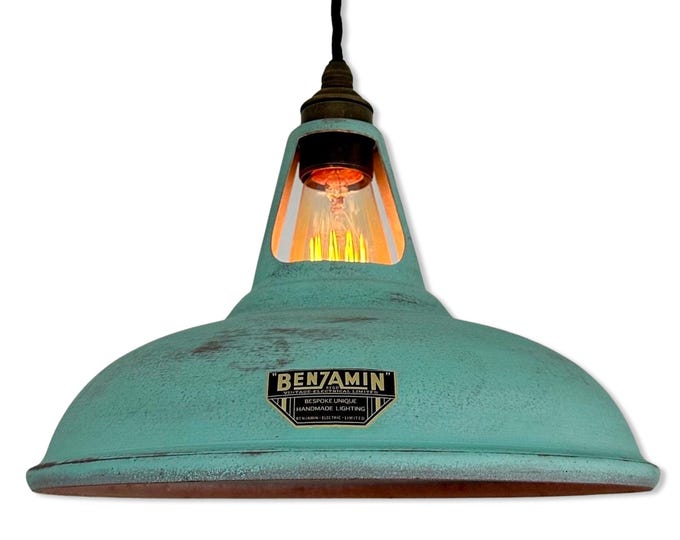 Cawston - Copper Verdigris Patina Finish Slotted Lampshade Pendant Ceiling Light - 11 Inch