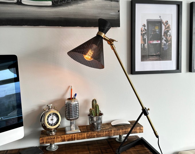 Maxlume ~ Solid Brass Table Lamp Vintage Style | Fabric Cable | Bedroom | Bedside Reading Light | Retro |