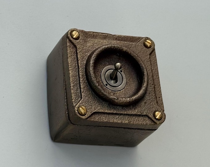 Single Gang Antique Brass Solid Conduit Toggle Light Switch - Industrial Vintage Crabtree