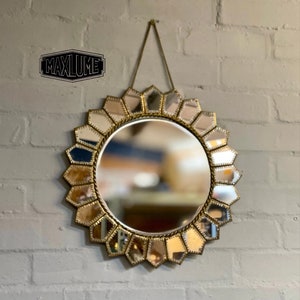 Maxlume Handmade Round Flowering Wall Glass Mirror & Antique Brass image 4