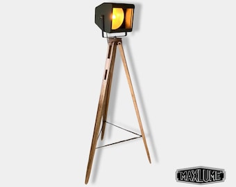 Maxlume ~ Genuine Strand Electric Searchlight Designer Tripod Light Luxury Theatre Spot Light Living Room Vintage Patt 137