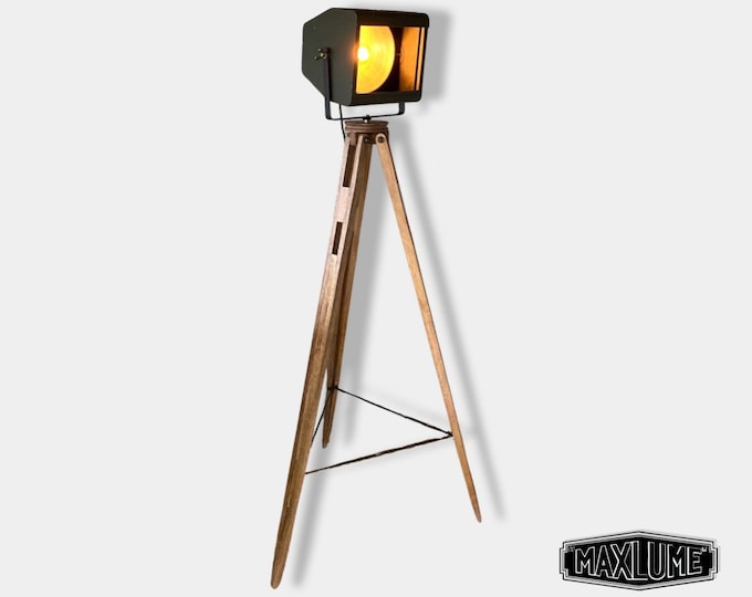 Maxlume ~ Genuine Strand Electric Searchlight Designer Tripod Light Luxury Theatre Spot Light Living Room Vintage Patt 137